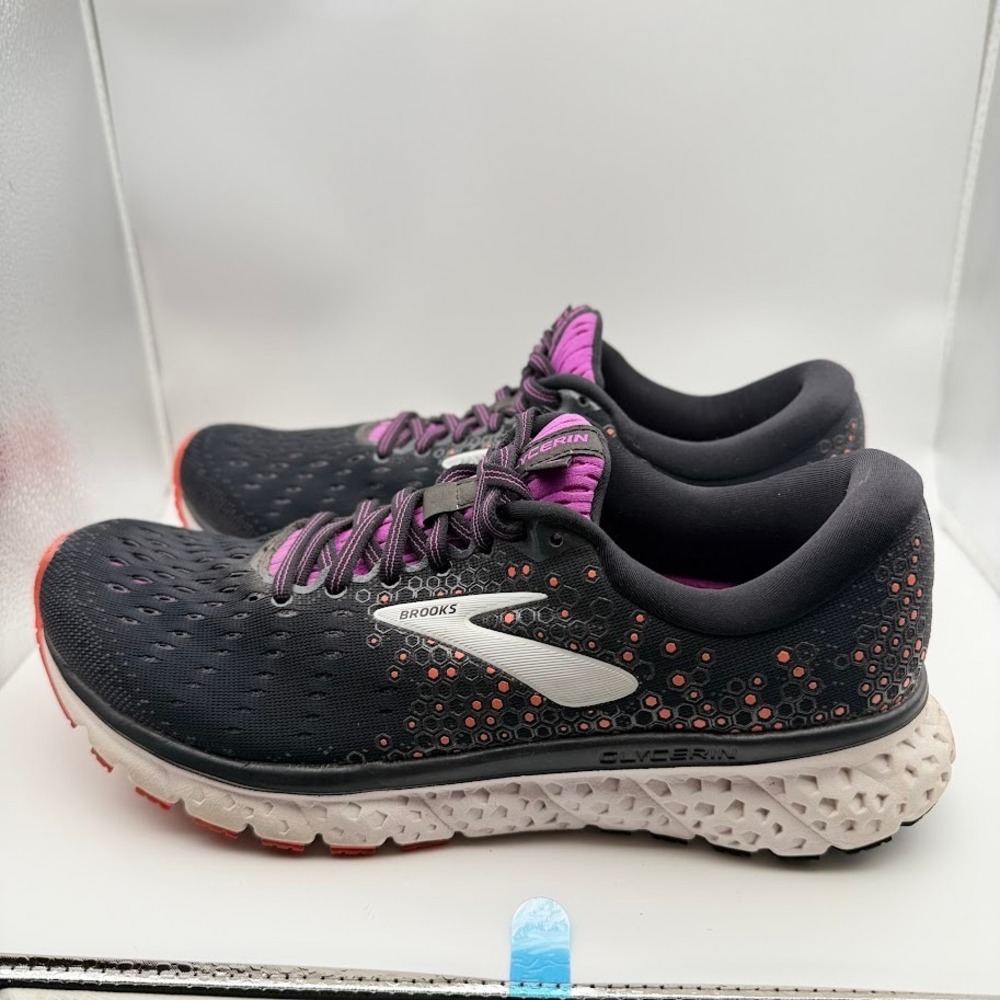 Brooks Glycerin 17 Running Shoes Womens 10.5 Narrow Black Purple Coral Lace Up - Picture 6 of 11